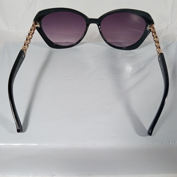 Nanette Lepore Women Sunglasses NN110 Black Butterfly - Purple Lense - Gold Link